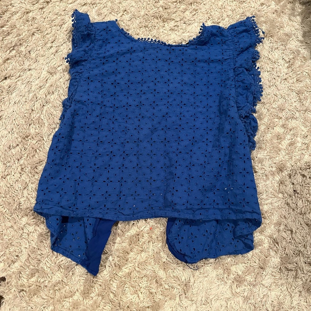 Zara Blue Eyelet Lace Top